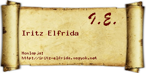 Iritz Elfrida névjegykártya